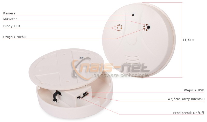 Budowa mini kamery szpiegowskiej w czujniku dymu KA1