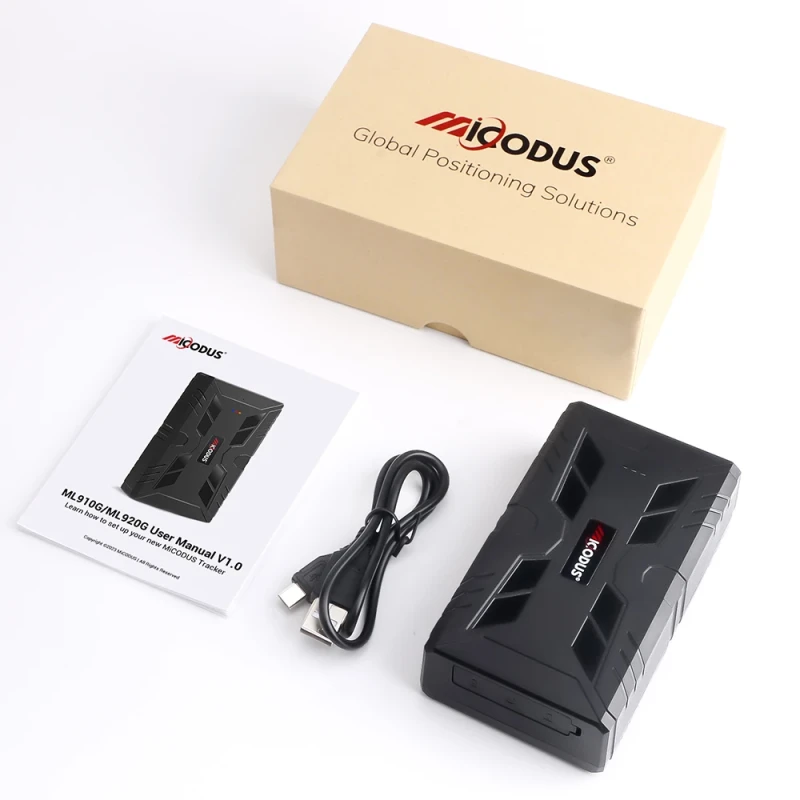 Zestaw lokalizatora GPS MiCODUS ML910G z kablem USB i opakowaniem